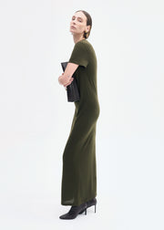 T-Shirt Dress in Fine Cashmere - Olive - CO Collections